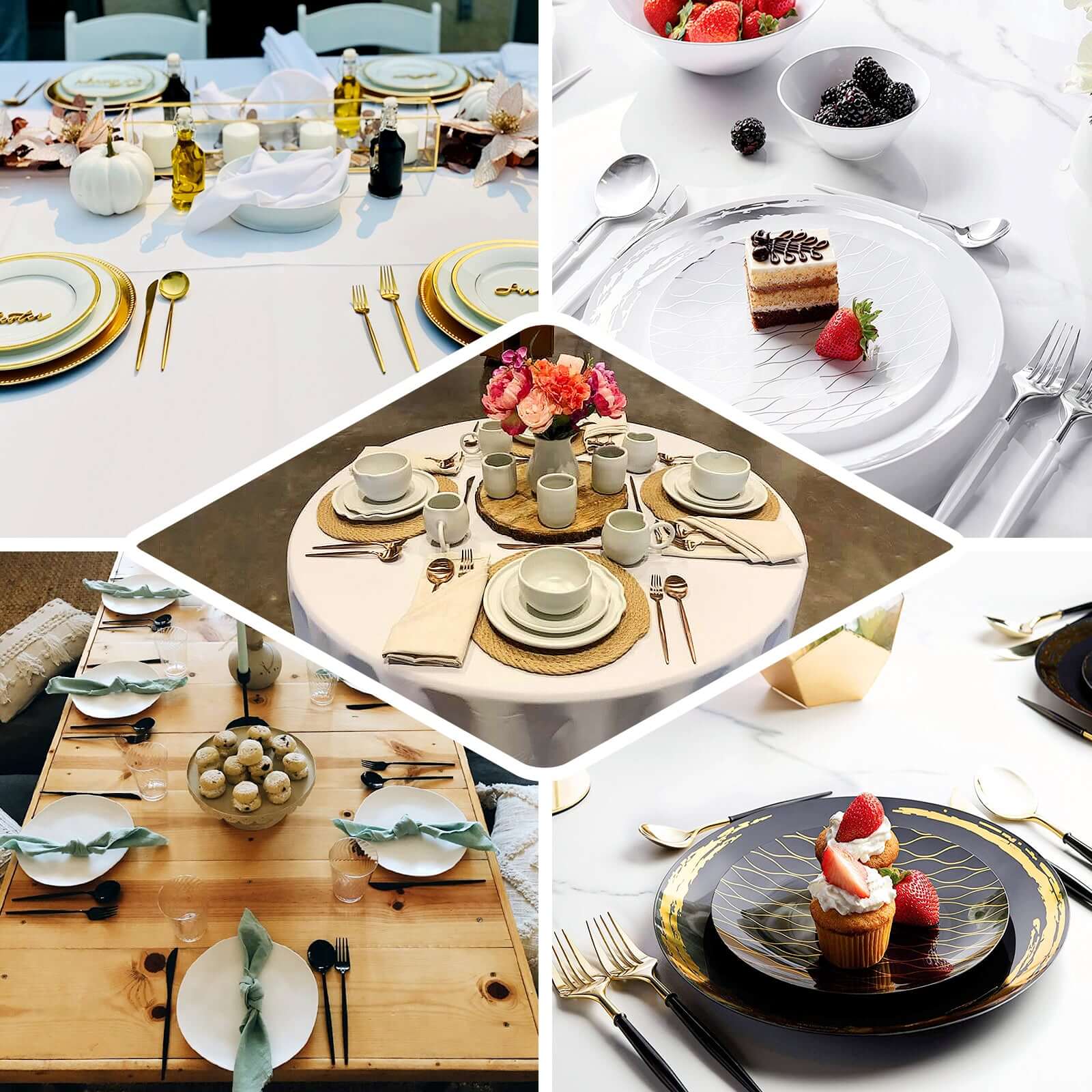 24-Pack Plastic Fork and Spoon Set Gold/Rose Gold - Heavy Duty Disposable Modern Utensils 6"